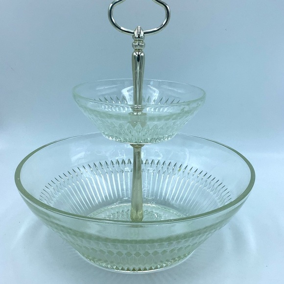Vintage Pressed Glass Two Tiered Bowls - Picture 6 of 10
